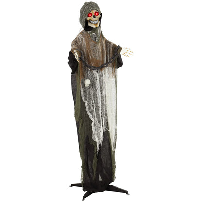 5.6 Ft Animated Grim Reaper Halloween Animatronic, Moves & Glows