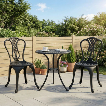 3-Piece Antique Outdoor Bistro Set, Cast Aluminum, Black Bistro Sets at Gallery Canada