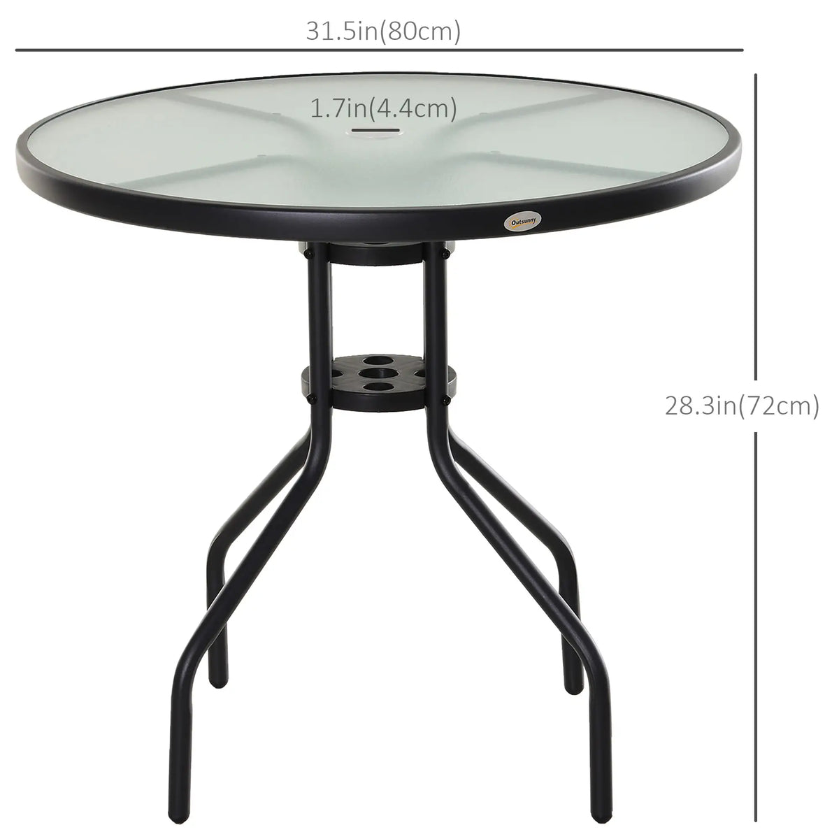 31.5" Round Outdoor Bistro Table, Tempered Glass Coffee Side Table Patio Side Tables at Gallery Canada