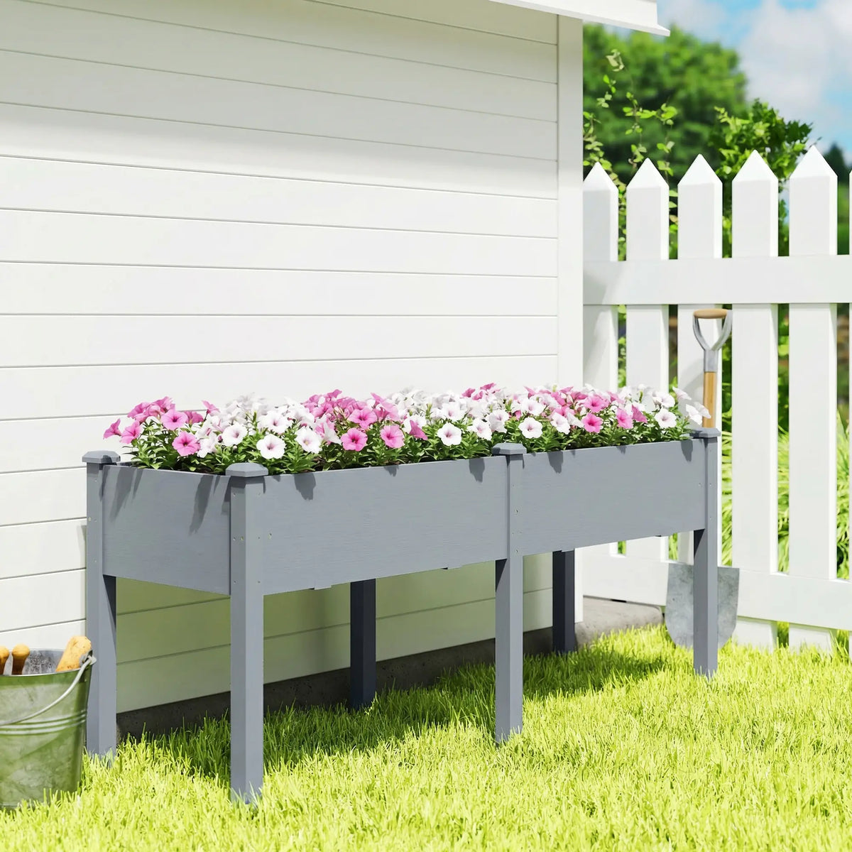 Wooden Raised Garden Bed With Legs, 72" x 23" x 30", Elevated Outdoor Planter Box Elevated Garden Beds at Gallery Canada