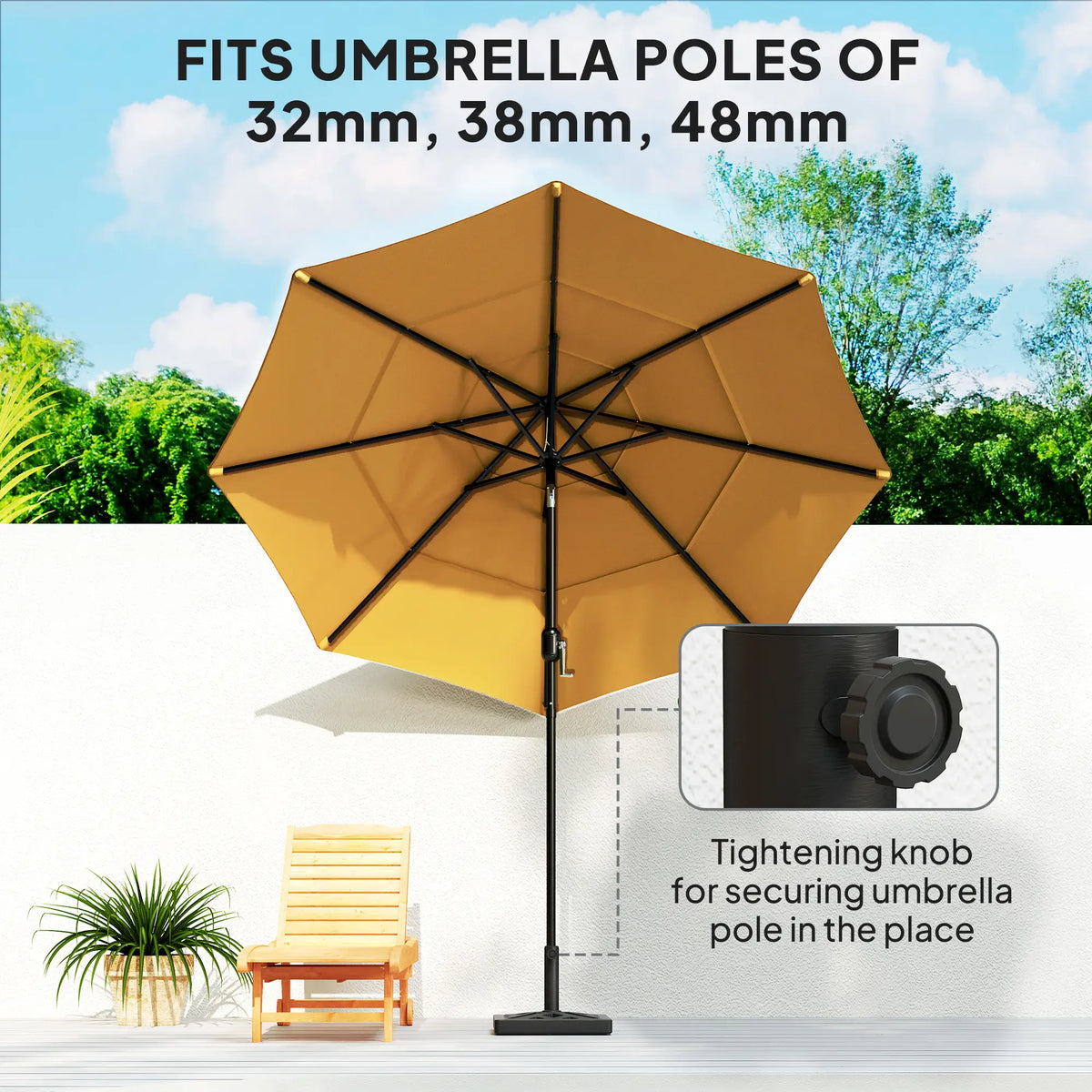 Umbrella Base, 33lbs HDPE Outdoor Stand with Cut-Out Design