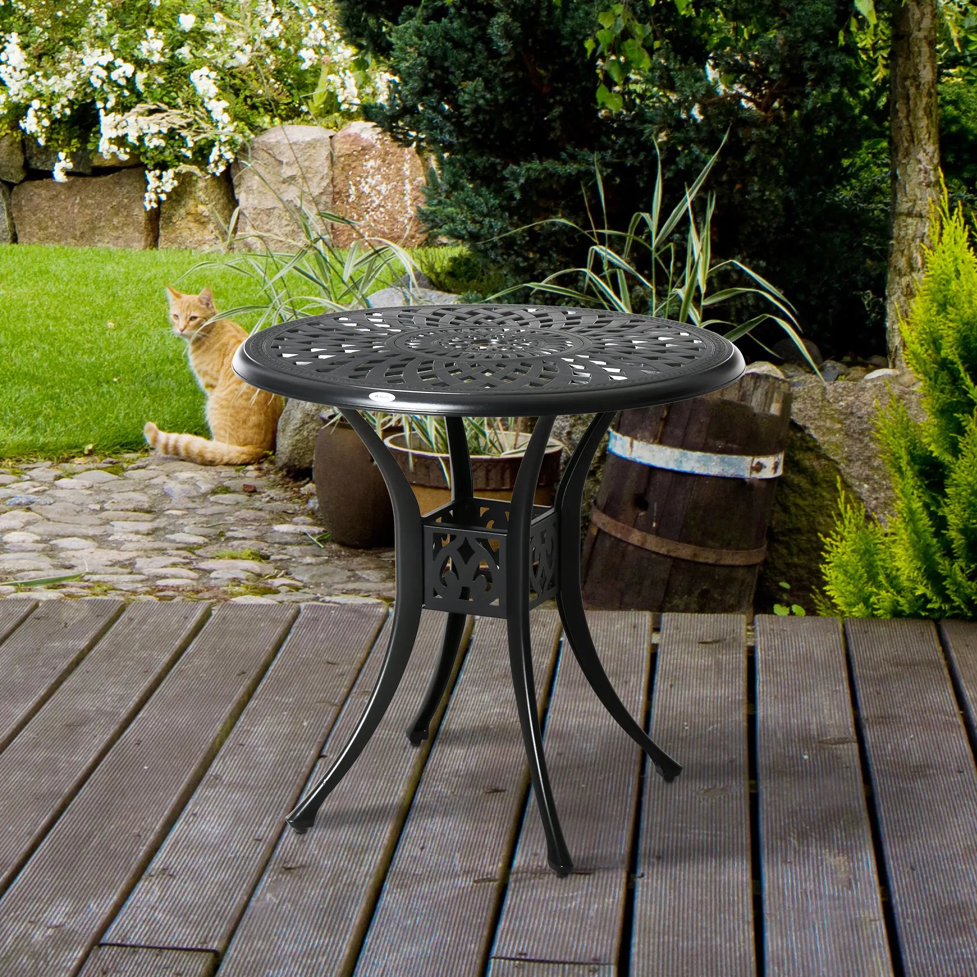 30 Inch Round Patio Dining Table With Umbrella Hole, Black Patio Side Tables at Gallery Canada