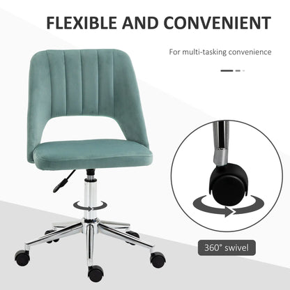 Velvet Fabric Mid Back Office Chair, Swivel Scallop Shape, Green Executive & Manager Chairs at Gallery Canada