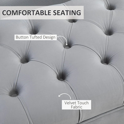 Upholstered End of Bed Bench with Button Tufted, Grey Storage Ottomans & Benches at Gallery Canada