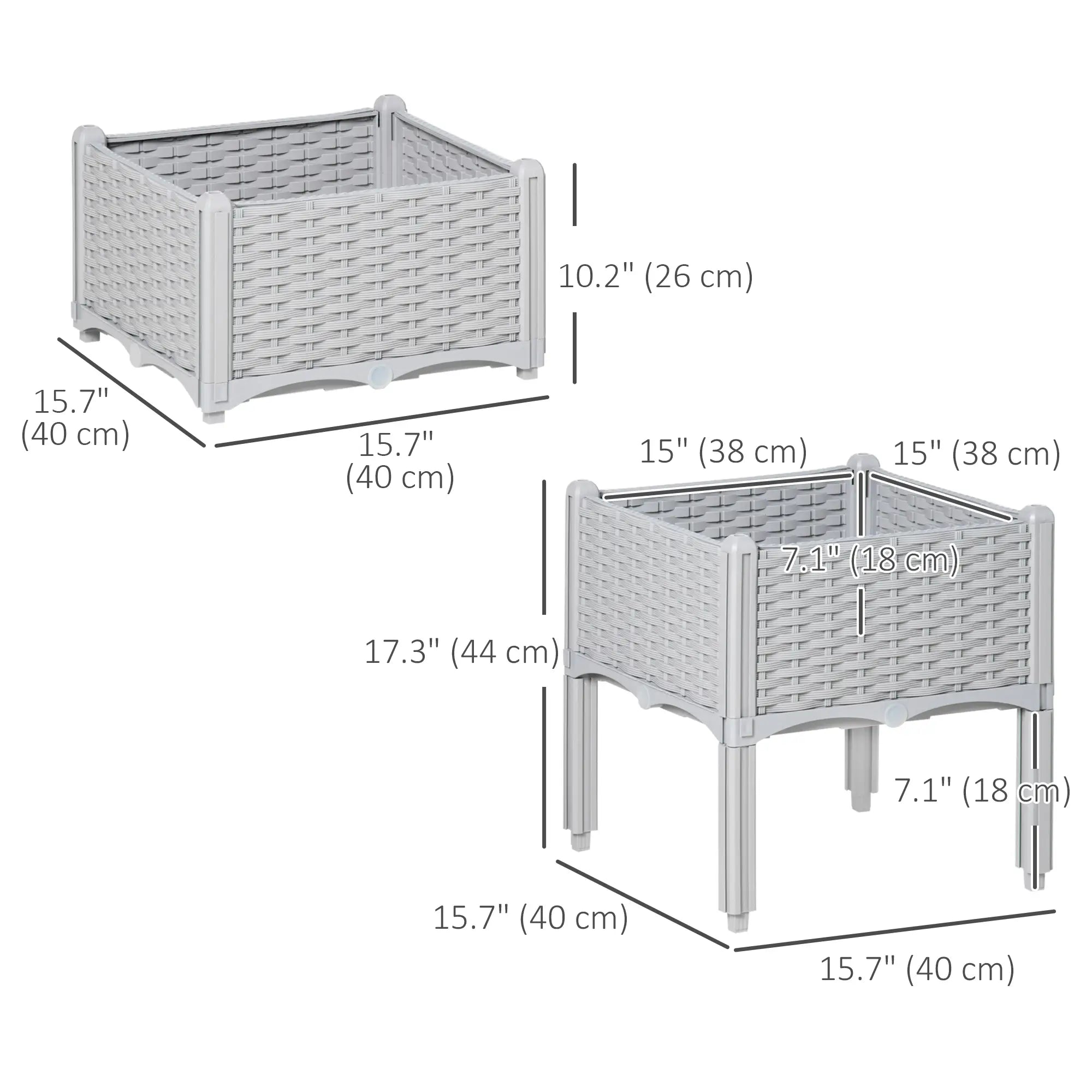 2 Piece Raised Garden Bed, PP Flower Bed, Vegetable Herb Grow Box, Light Grey Raised Garden Beds at Gallery Canada