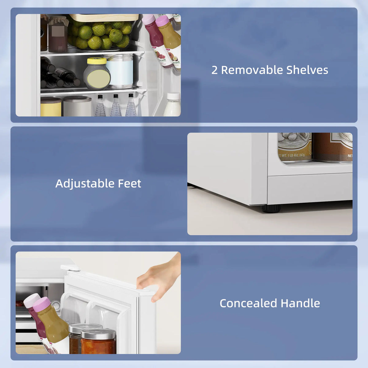 2.5 Cu.Ft Mini Fridge, Single Door, Freezer, Adjustable Thermostat, White Small Kitchen Appliances at Gallery Canada