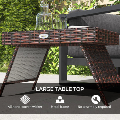 Outdoor Rattan End Table, Metal Frame Patio Wicker Coffee Table, Brown Patio Side Tables at Gallery Canada