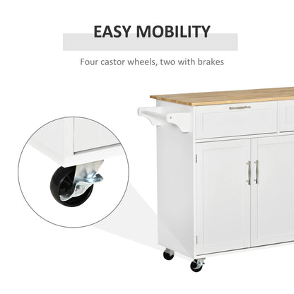 Rolling Kitchen Island, Cart with 2 Drawers, 3 Door Cabinets, 3-Doors, White Kitchen Islands & Kitchen Carts at Gallery Canada
