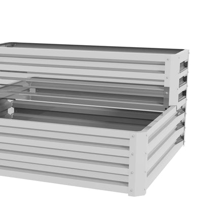 2 Tier Galvanized Raised Garden Bed, Steel Planter Box, 47" x 40" x 23", Silver Galvanized Planter Boxes at Gallery Canada