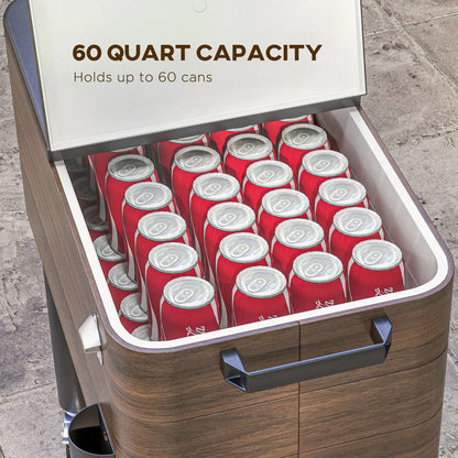60qt Patio Cooler, Portable Outdoor Cooler with Wheels, Brown Cooler Boxes at Gallery Canada