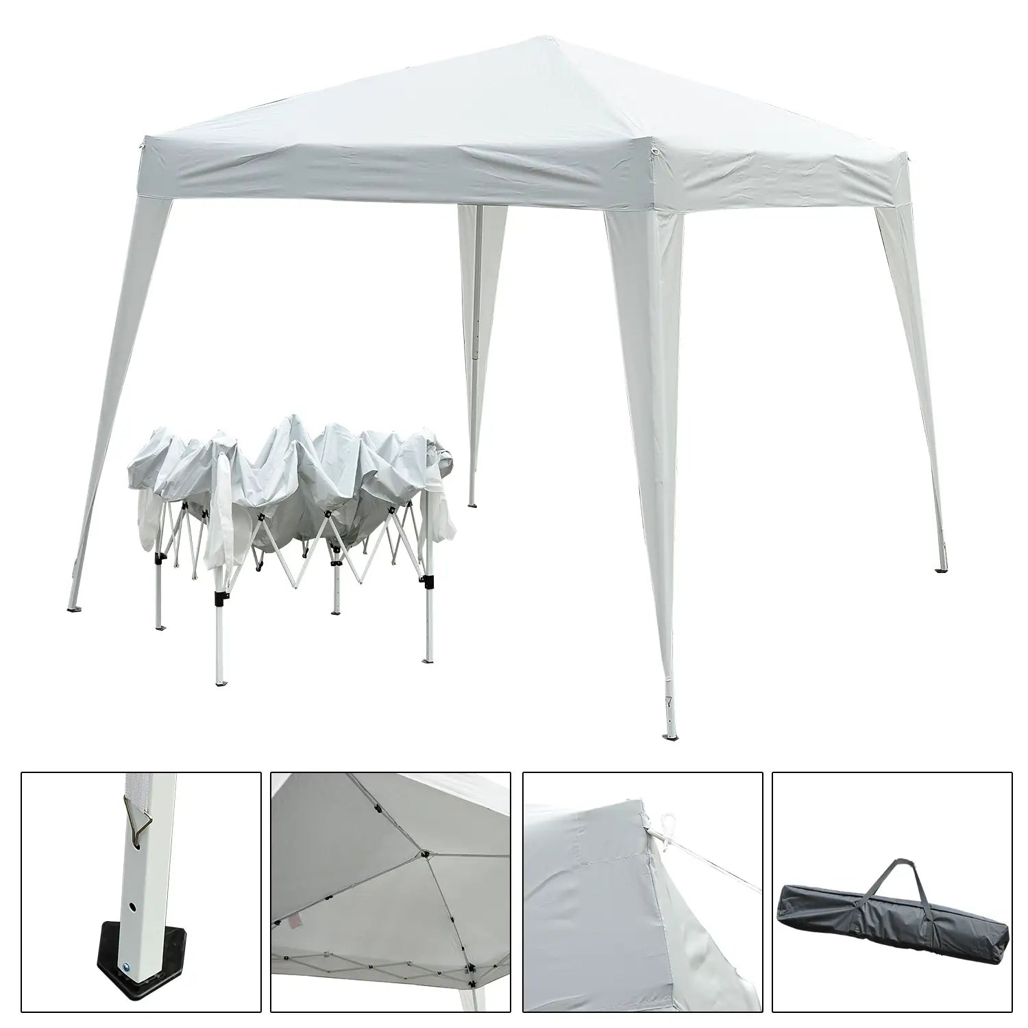 10' Folding Pop-Up Garden Gazebo, Transport Bag, White Pop Up Canopies at Gallery Canada