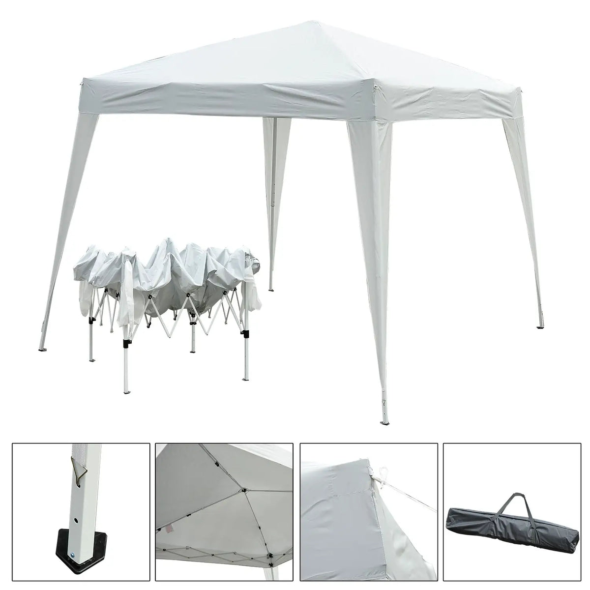 10' Folding Pop-Up Garden Gazebo, Transport Bag, White Pop Up Canopies at Gallery Canada