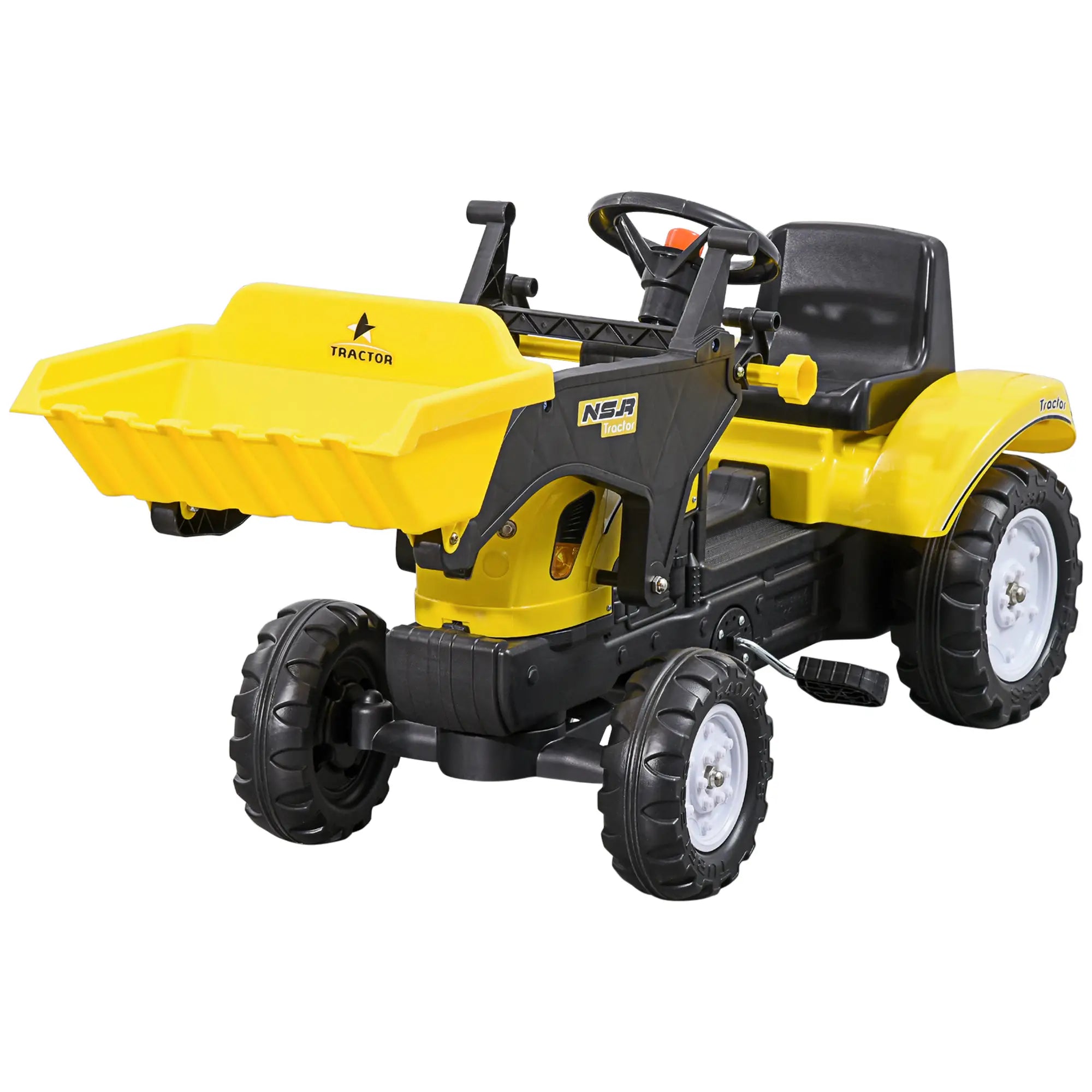 Kids Ride On Tractor, Pedal Construction Car With Front Loader, Yellow Toy Excavators Black and Yellow at Gallery Canada