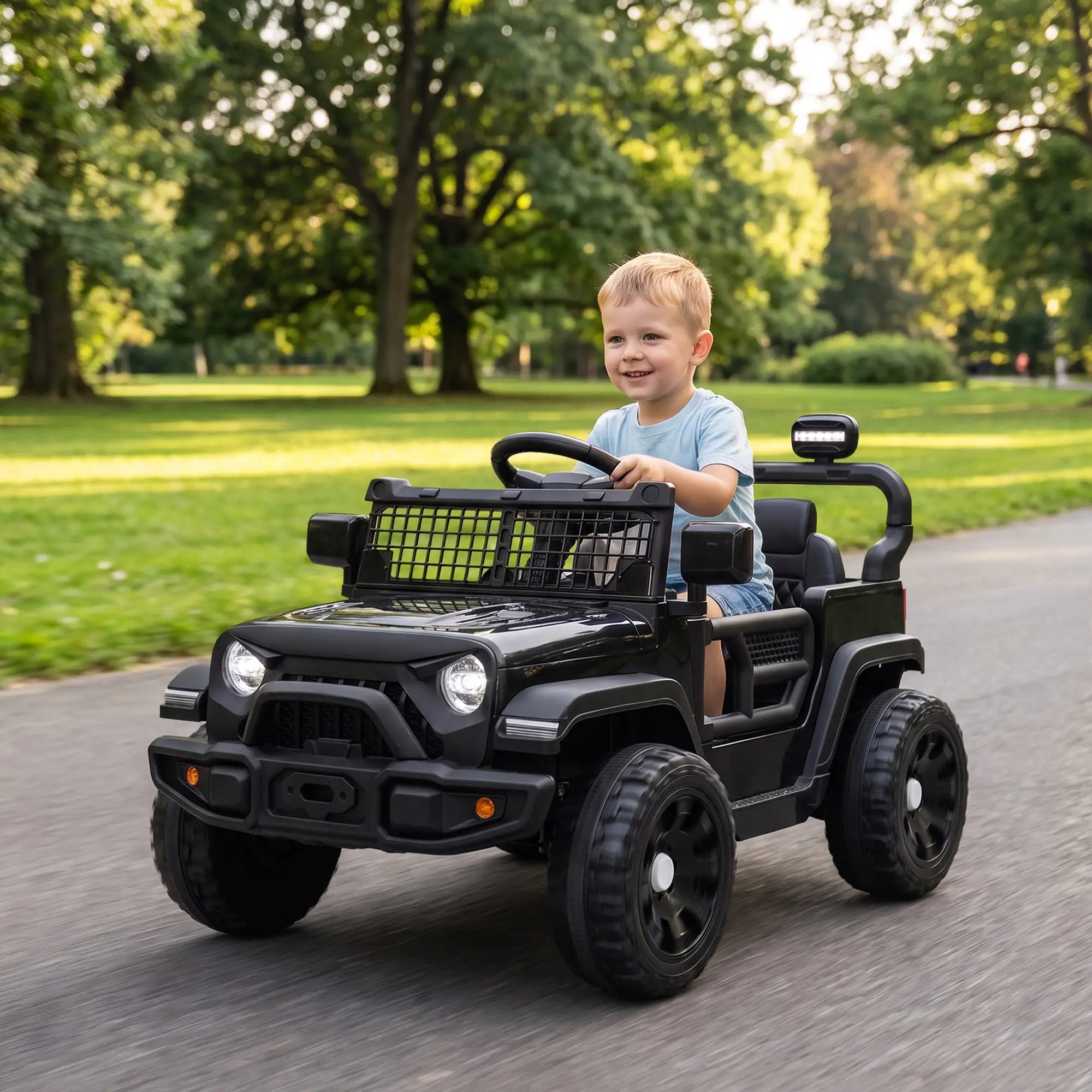Kids 12V Electric Car With Remote, Dual Motors, Lights, Black Electric Toy Cars at Gallery Canada