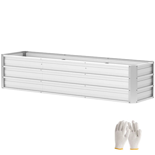 6' x 1.5' x 1.3' Galvanized Raised Garden Bed, Large Metal Planter Box, Silver