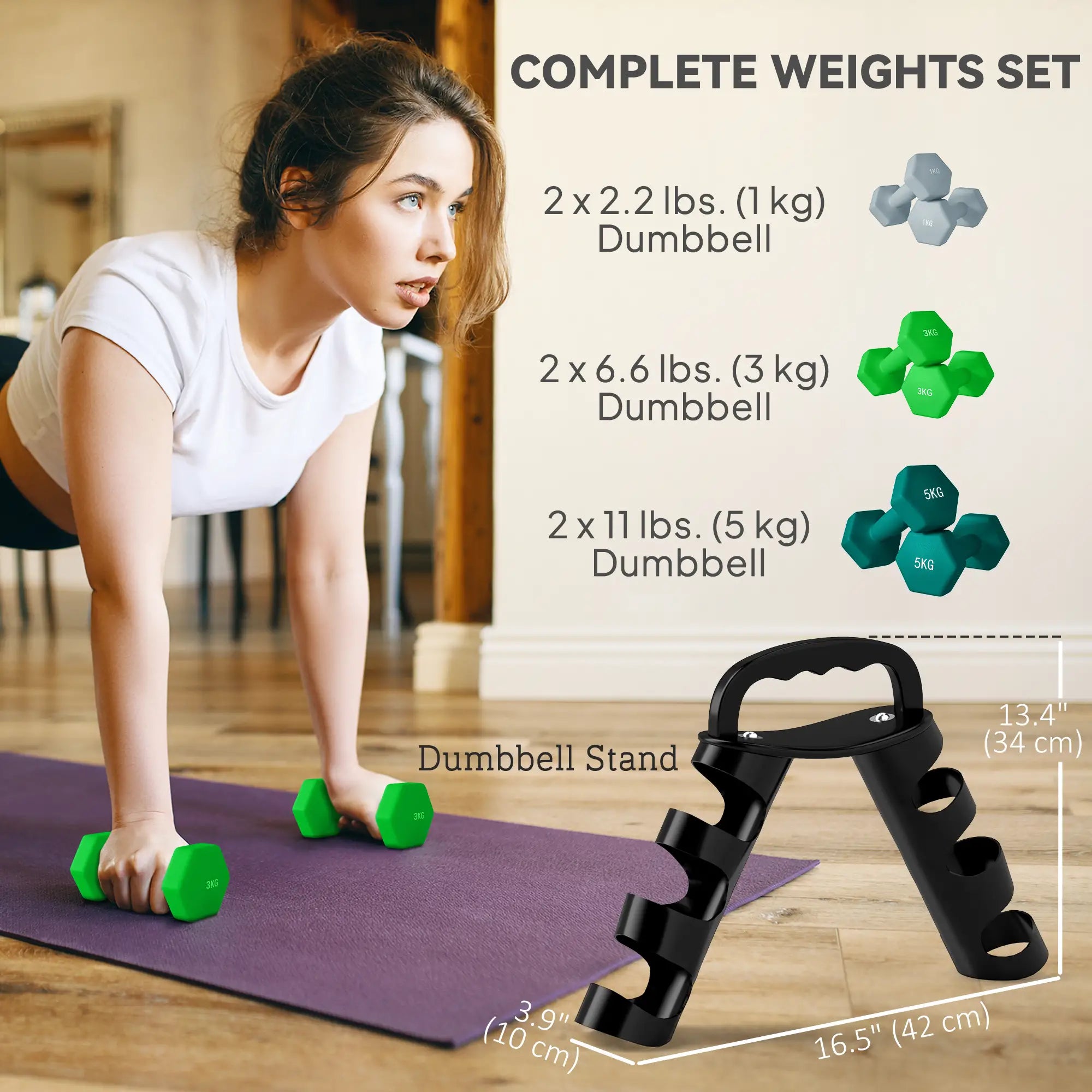 40 LBS Hex Dumbbell Set, Adjustable, Home Gym, Green Dumbbells & Barbells at Gallery Canada
