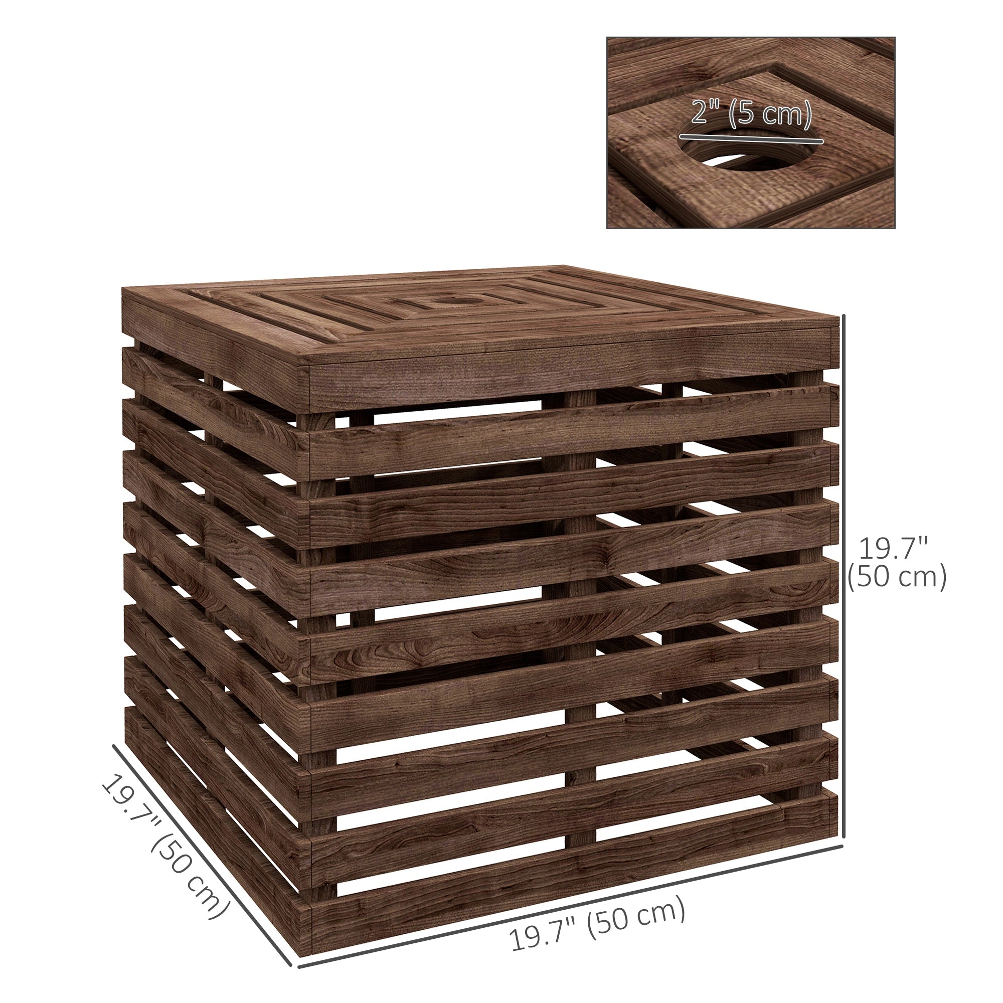 Outdoor Umbrella Base Storage Box, Wooden Patio Side Table, Brown Patio Storage Boxes at Gallery Canada