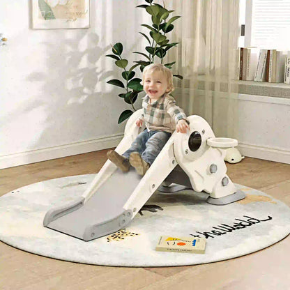 3 in 1 Toddler Slide, Foldable with Basketball Hoop, Climber, Cream White Gym Sets & Swings at Gallery Canada