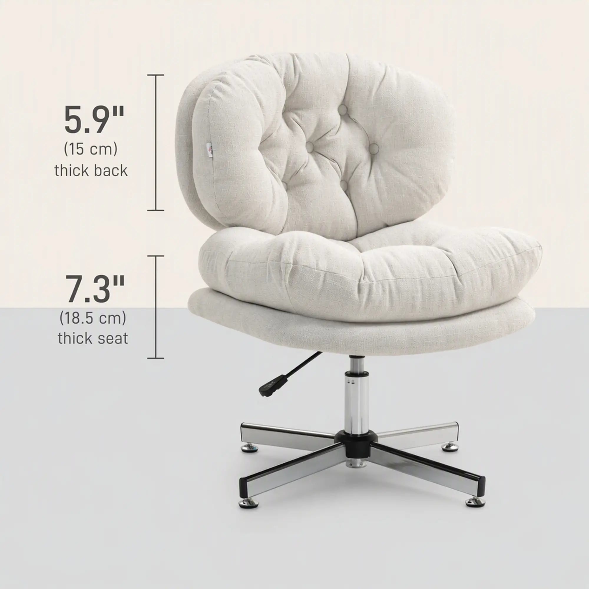 Armless Office Chair, Wide Padded Seat, Adjustable Height, Cream White Task Chairs at Gallery Canada