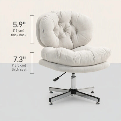 Armless Office Chair, Wide Padded Seat, Adjustable Height, Cream White Task Chairs at Gallery Canada