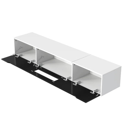 TV Stand With LED Lighting, 71" L x 12" W x 12" H, Black+White TV Stands at Gallery Canada