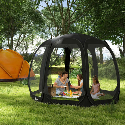11' x 11.5' Screen Tent, Pop Up Camping Gazebo, Black Pop Up Canopies at Gallery Canada