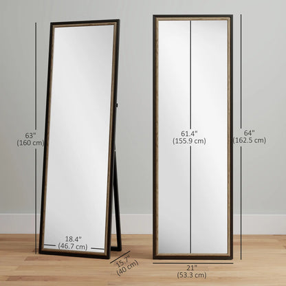 Full Length Mirror, 64" x 21", Dual-Tone Frame, Black Full Length Mirrors at Gallery Canada