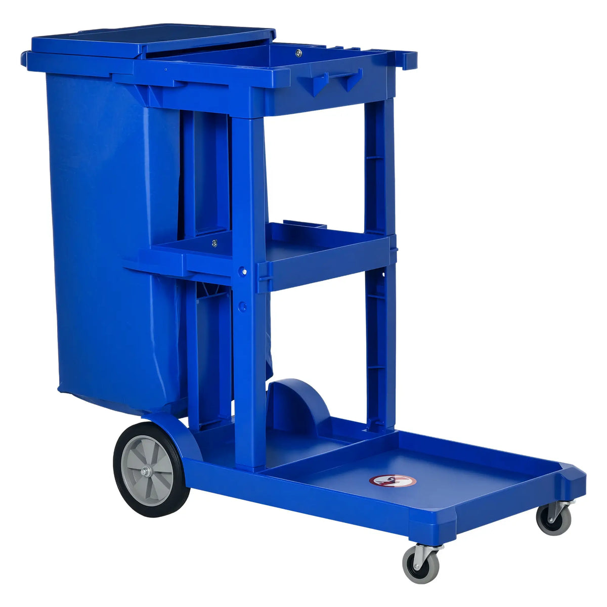 Commercial Janitorial Cart, 3 Tier Shelves, Cleaning Trolley, Rubbish Bag, Mop Mount, Blue Household Supplies Blue at Gallery Canada