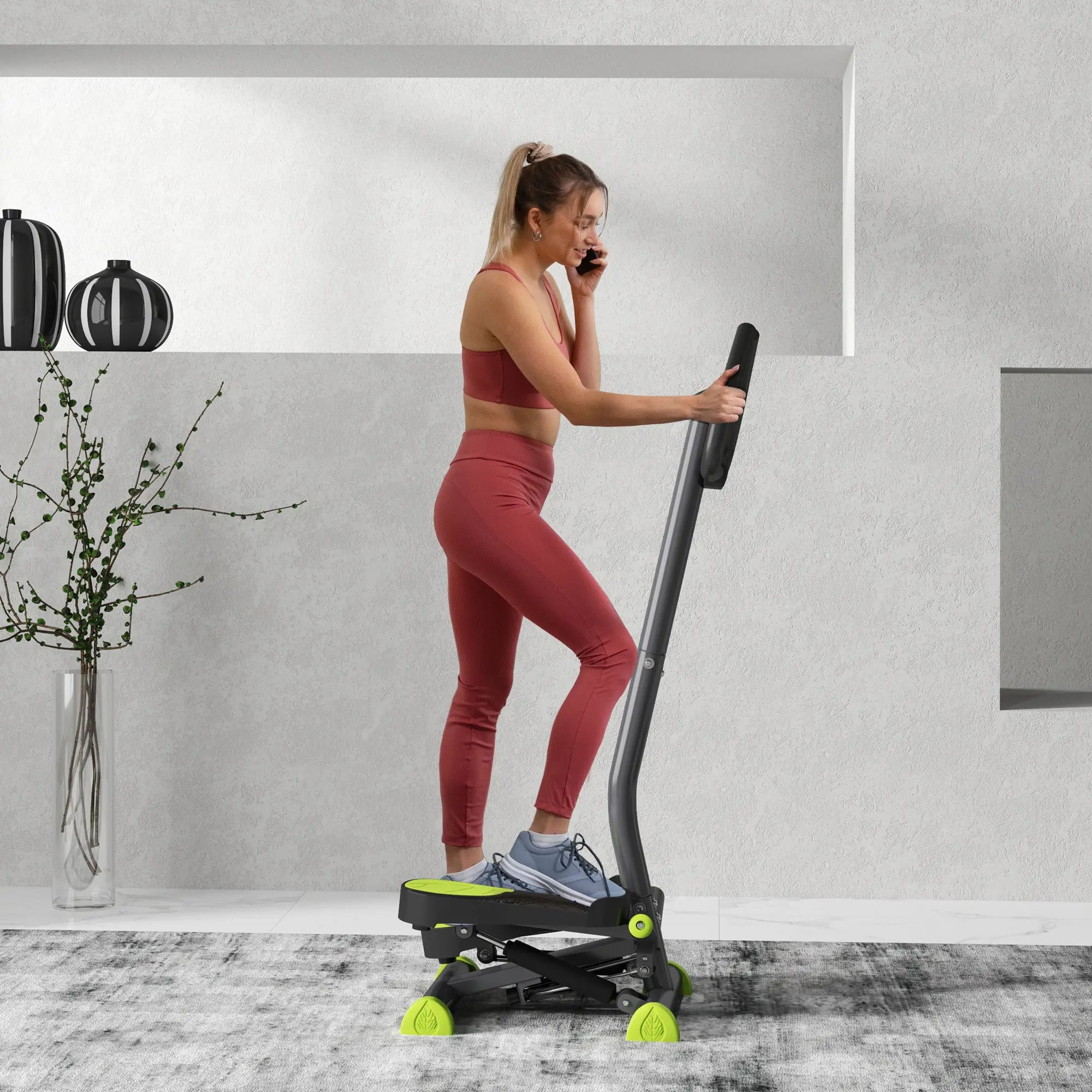 Twist Stepper, Adjustable Resistance, LCD Screen, Grey & Green Aerobic Equipment at Gallery Canada