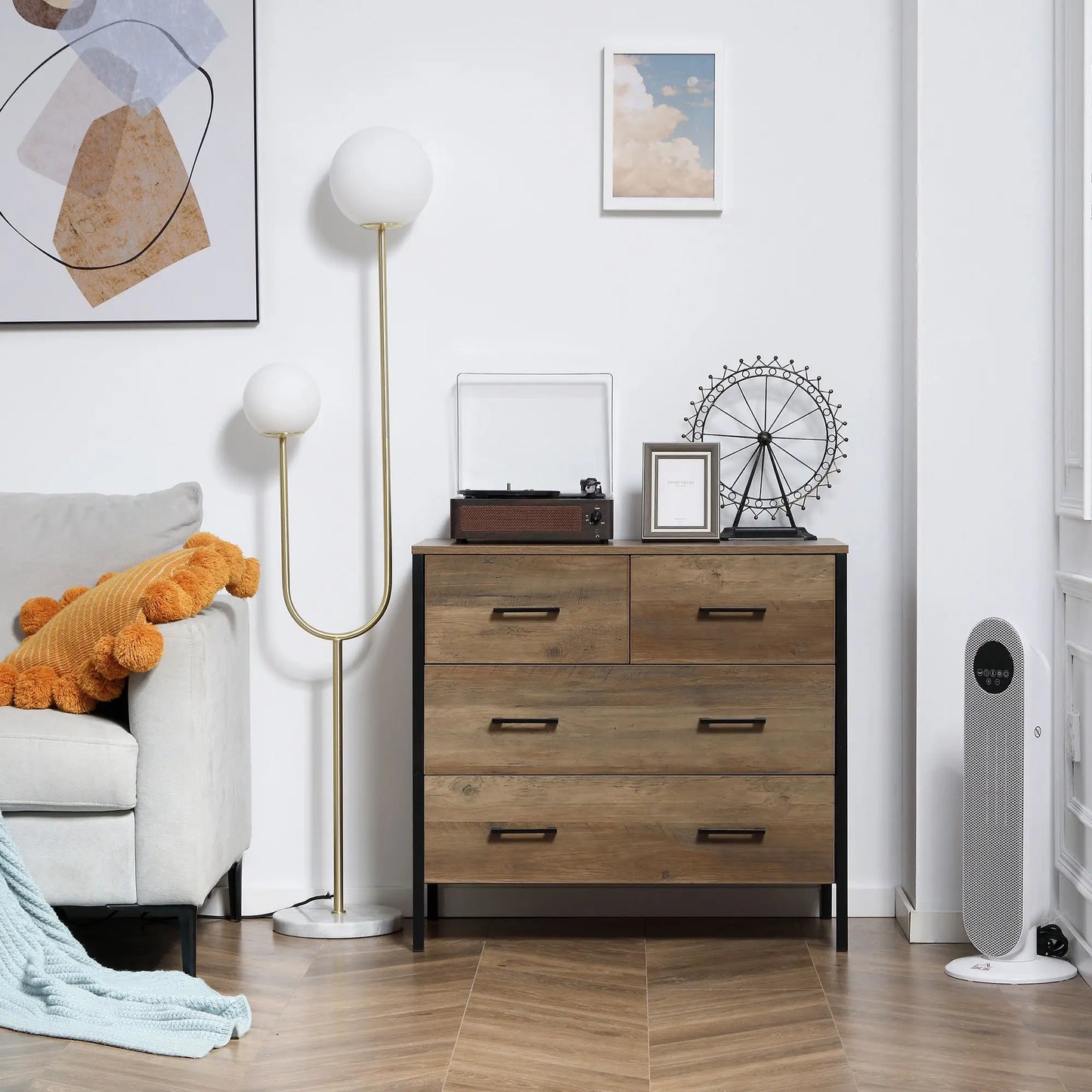 4 Drawer Dresser, Metal Frame, for Bedroom, Living Room, Brown Storage Cabinets at Gallery Canada