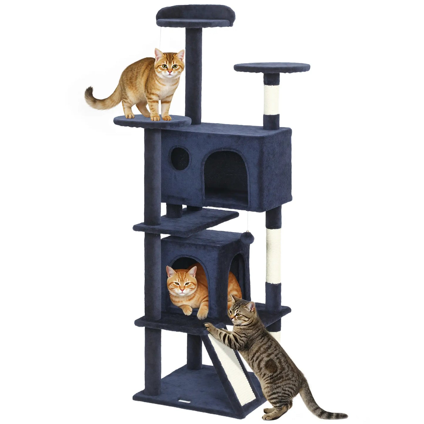 63" Cat Tree, Multi-Level Tower, Scratching Posts, Condos, Bed, Dark Blue Multi-Level Cat Towers at Gallery Canada