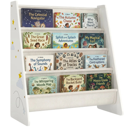 Fabric Kids Bookshelf, 4-Tier Toddler Sling Book Rack, White Baby & Kids Storage at Gallery Canada
