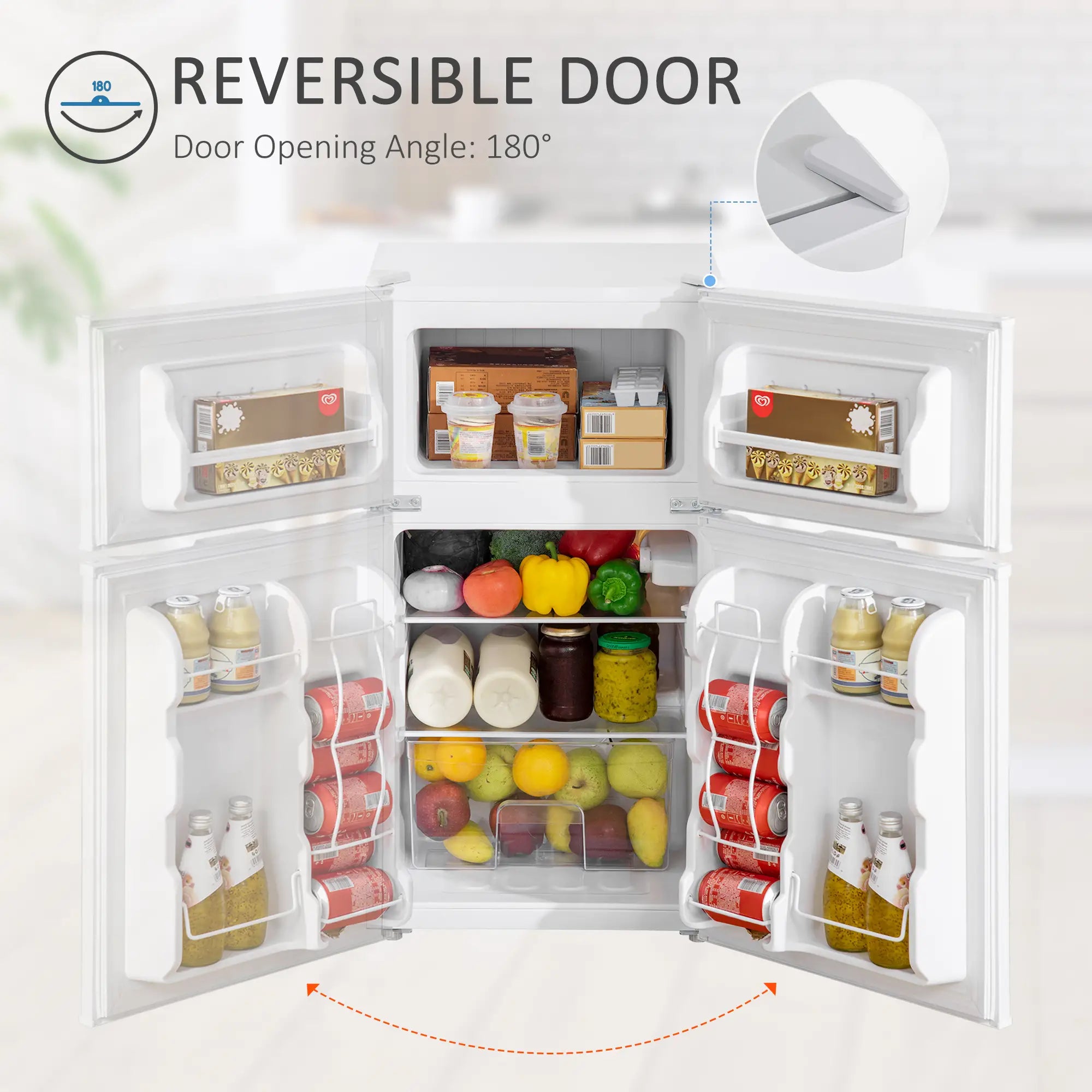 3.2 Cu Ft Compact Refrigerator, Mini Fridge with Freezer, Adjustable Shelves, White Small Kitchen Appliances at Gallery Canada