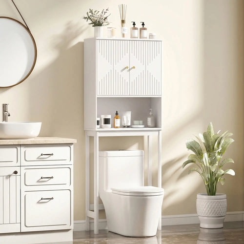 Over The Toilet Storage Cabinet, Adjustable Shelf, Open Shelf, White
