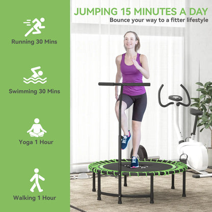 45" Foldable Mini Trampoline, Adjustable Handle, Fitness Exercise Rebounder Trampolines at Gallery Canada