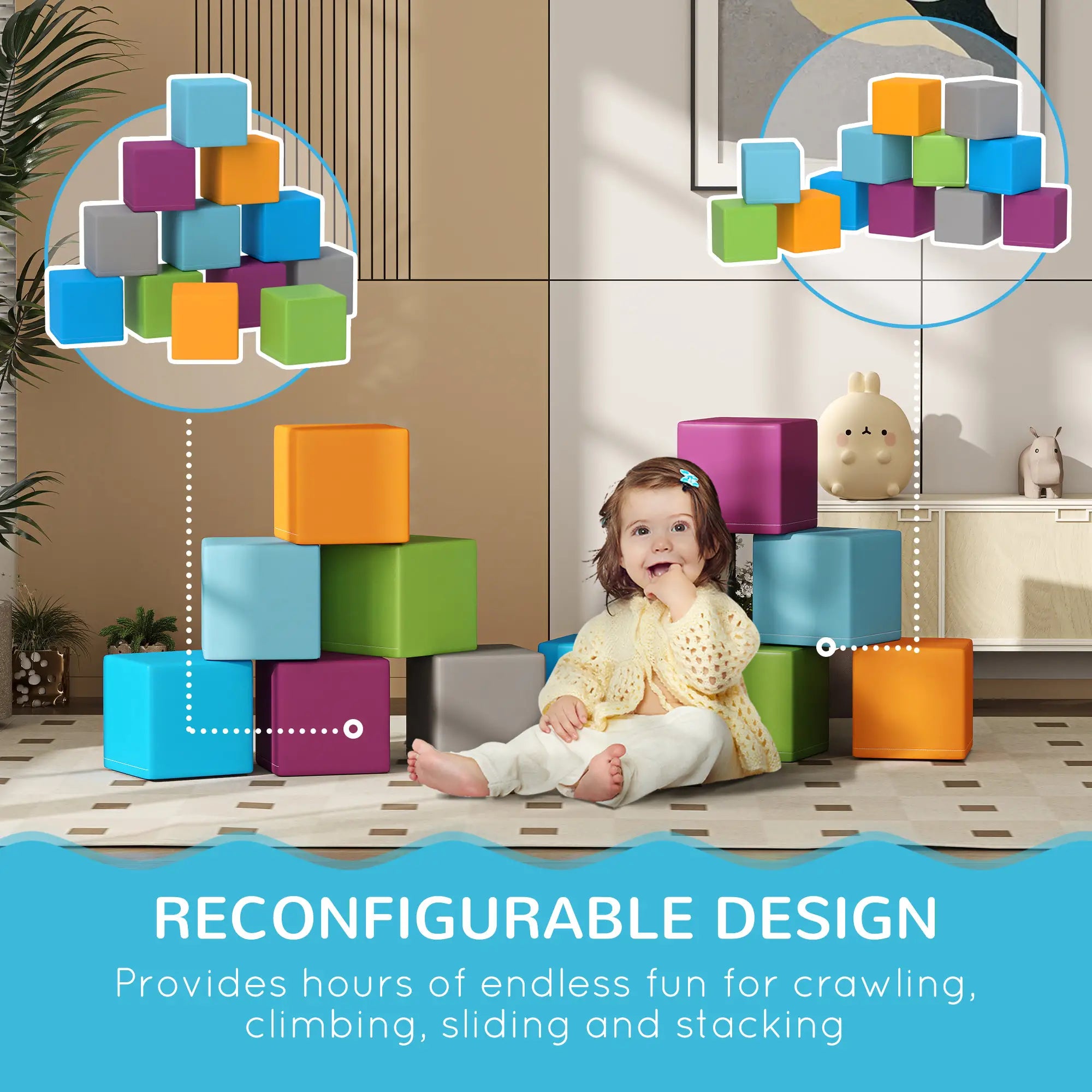 12 Piece Soft Play Blocks, Soft Foam Toy, Multicolours Baby Gym & Playmats at Gallery Canada