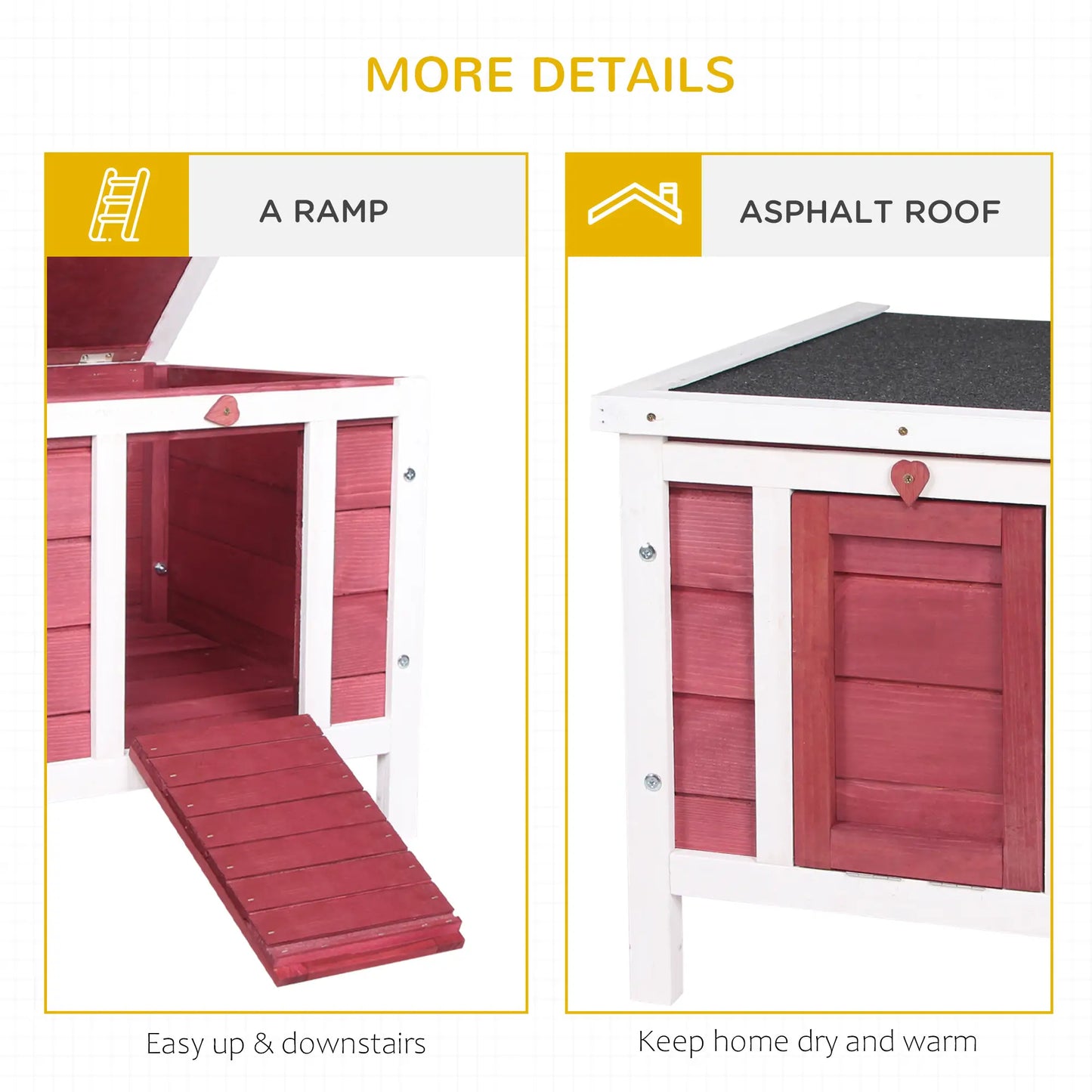 Wooden Rabbit Hutch, Bunny Cage, Outdoor Cat House, 20"x16.5"x17", Red Rabbit Hutch at Gallery Canada