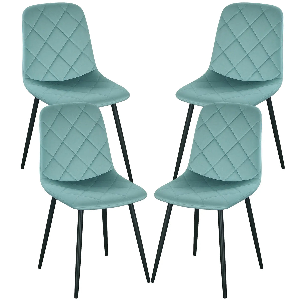 Upholstered Dining Chairs Set of 4, Steel Legs, Modern Kitchen Chair, Green Dining Chairs Green at Gallery Canada