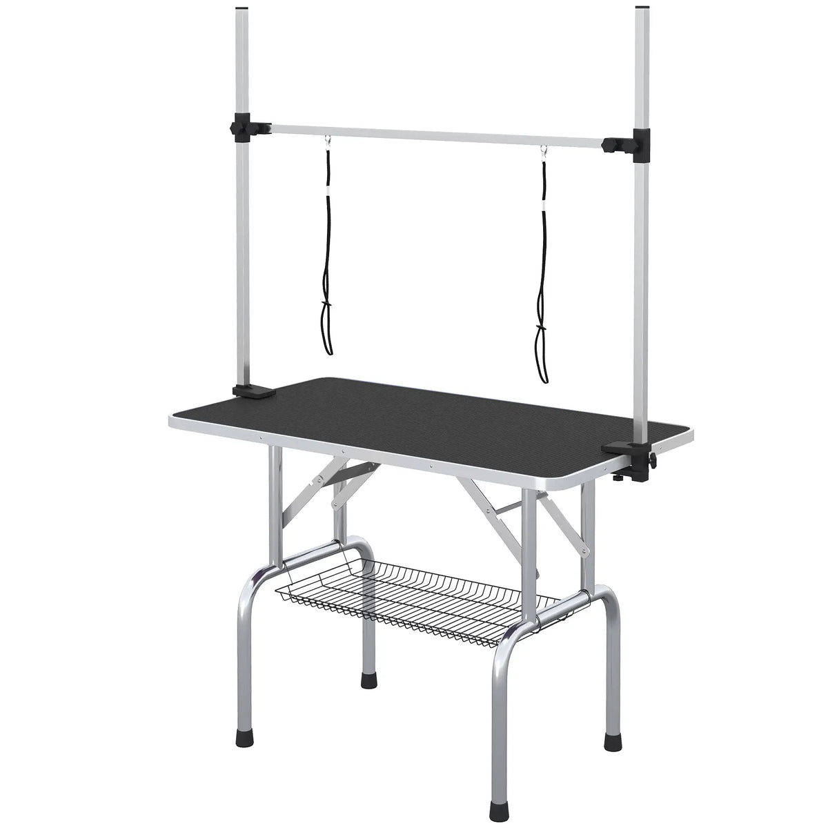 Adjustable Dog Grooming Table, 2 Safety Slings, Storage Basket, Black Dog Grooming Tables at Gallery Canada