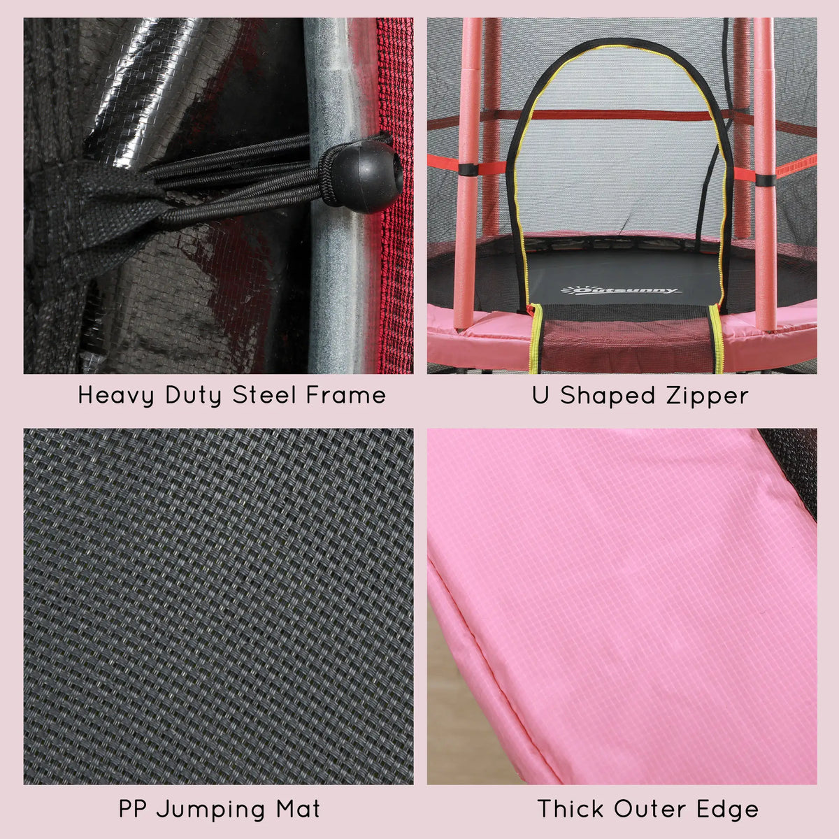 55" Kids Trampoline with Enclosure Net, Indoor/Outdoor, Pink Trampolines at Gallery Canada