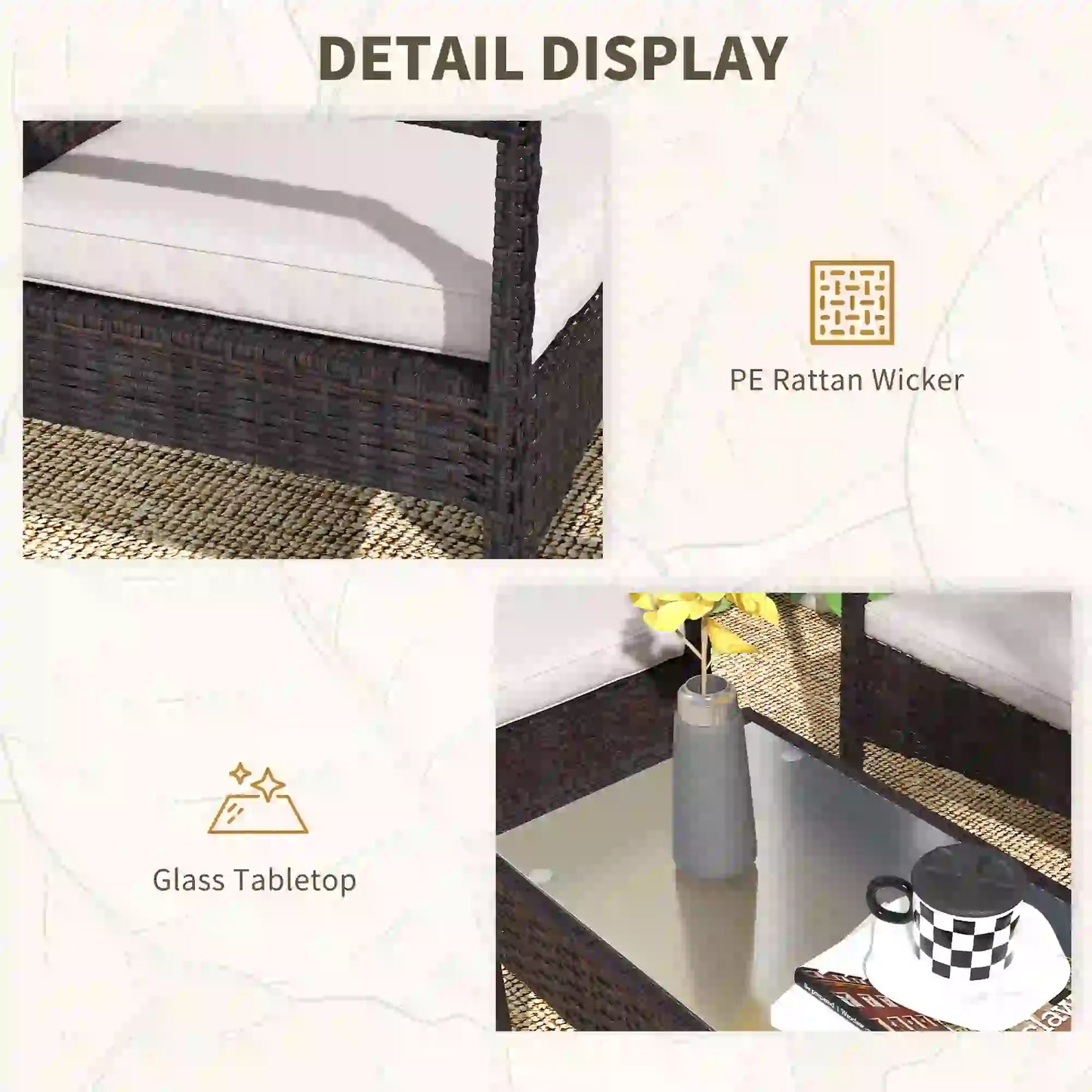 4-Piece Patio Furniture Set, Loveseat, Armchairs, Glass Table, White Patio Furniture Sets at Gallery Canada