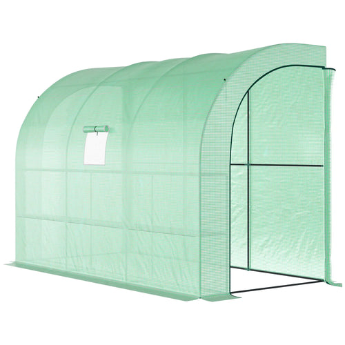 Walk-in Lean-to Greenhouse, 10' x 5' x 7', PE Cover, Green
