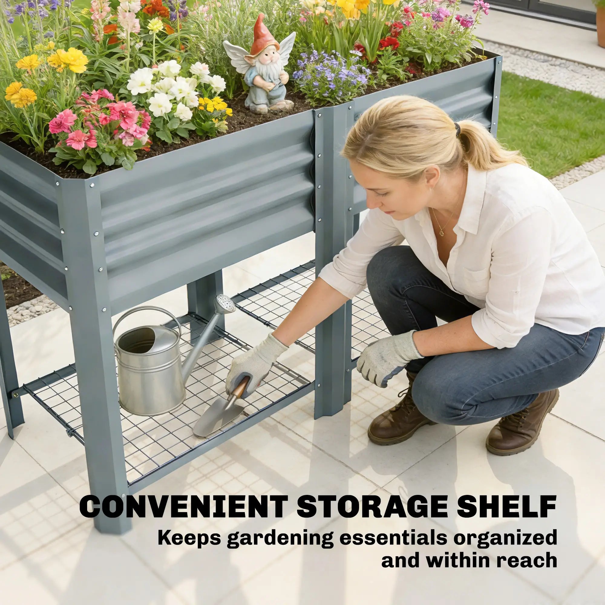 Raised Garden Bed With Legs Storage Shelf 31.5