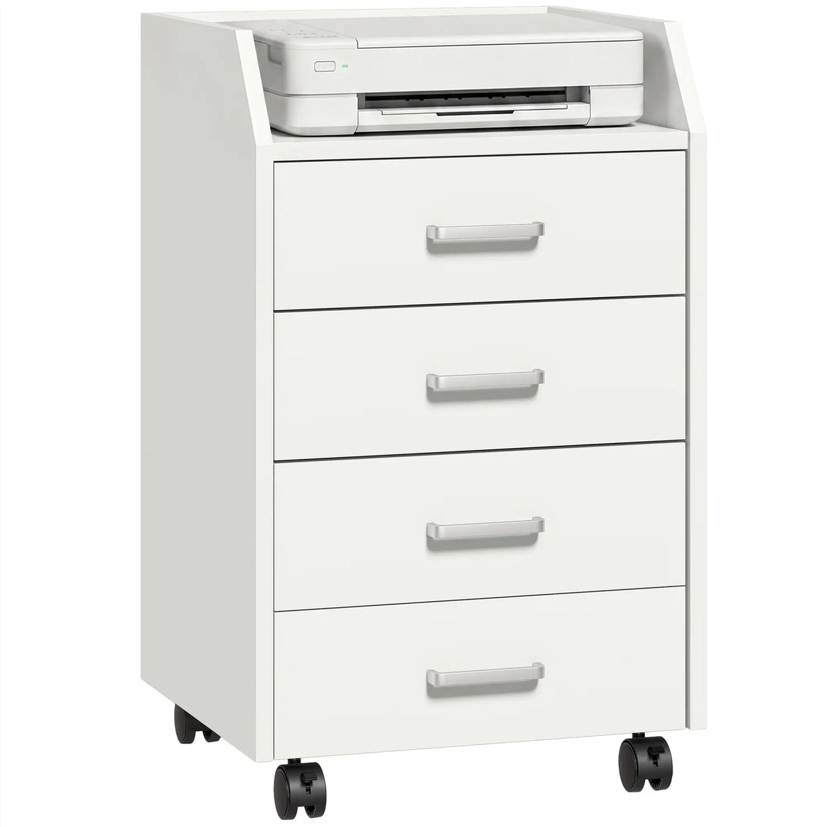 4-Drawer Vertical Mobile Filing Cabinet With Lockable Wheels, White Office Cabinets & Cupboards at Gallery Canada