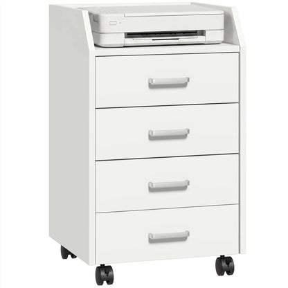 4-Drawer Vertical Mobile Filing Cabinet With Lockable Wheels, White Office Cabinets & Cupboards at Gallery Canada