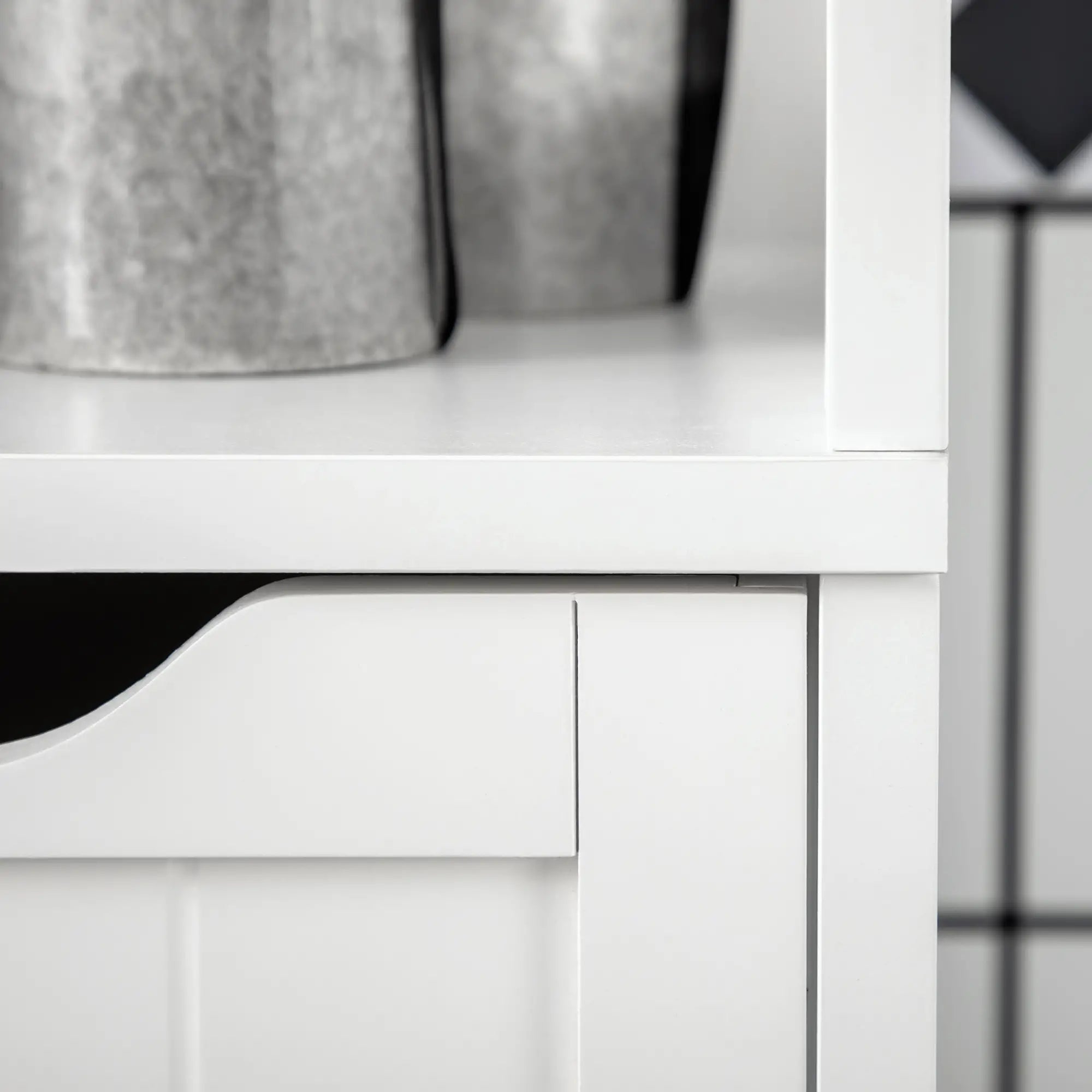 Narrow Bathroom Cabinet, 3 Drawers, 2 Tier Shelf, Tall Cupboard, White Bathroom Cabinets at Gallery Canada