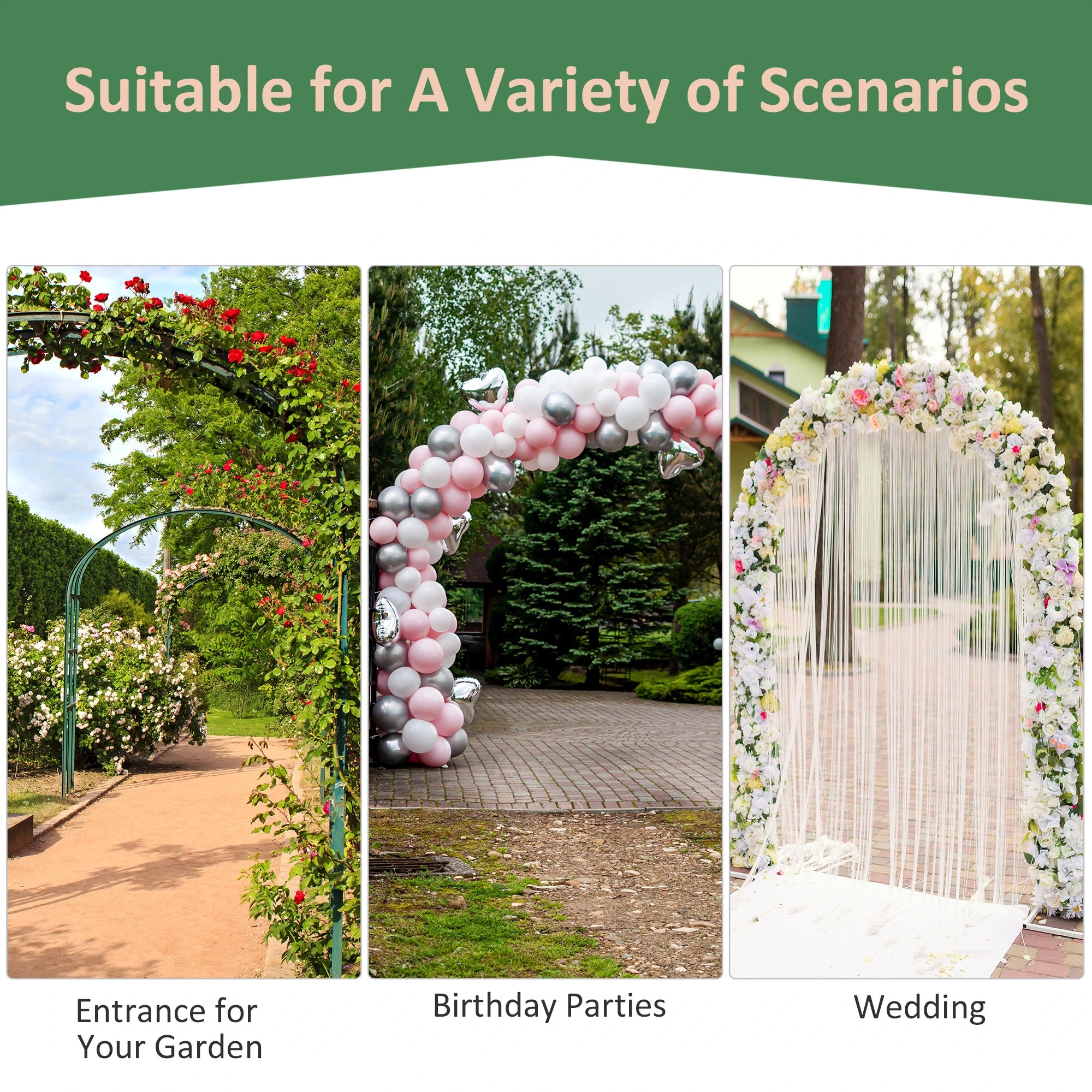 7Ft Garden Arbor, Wedding Arch, Scrollwork Trellis, Black Garden Arches at Gallery Canada