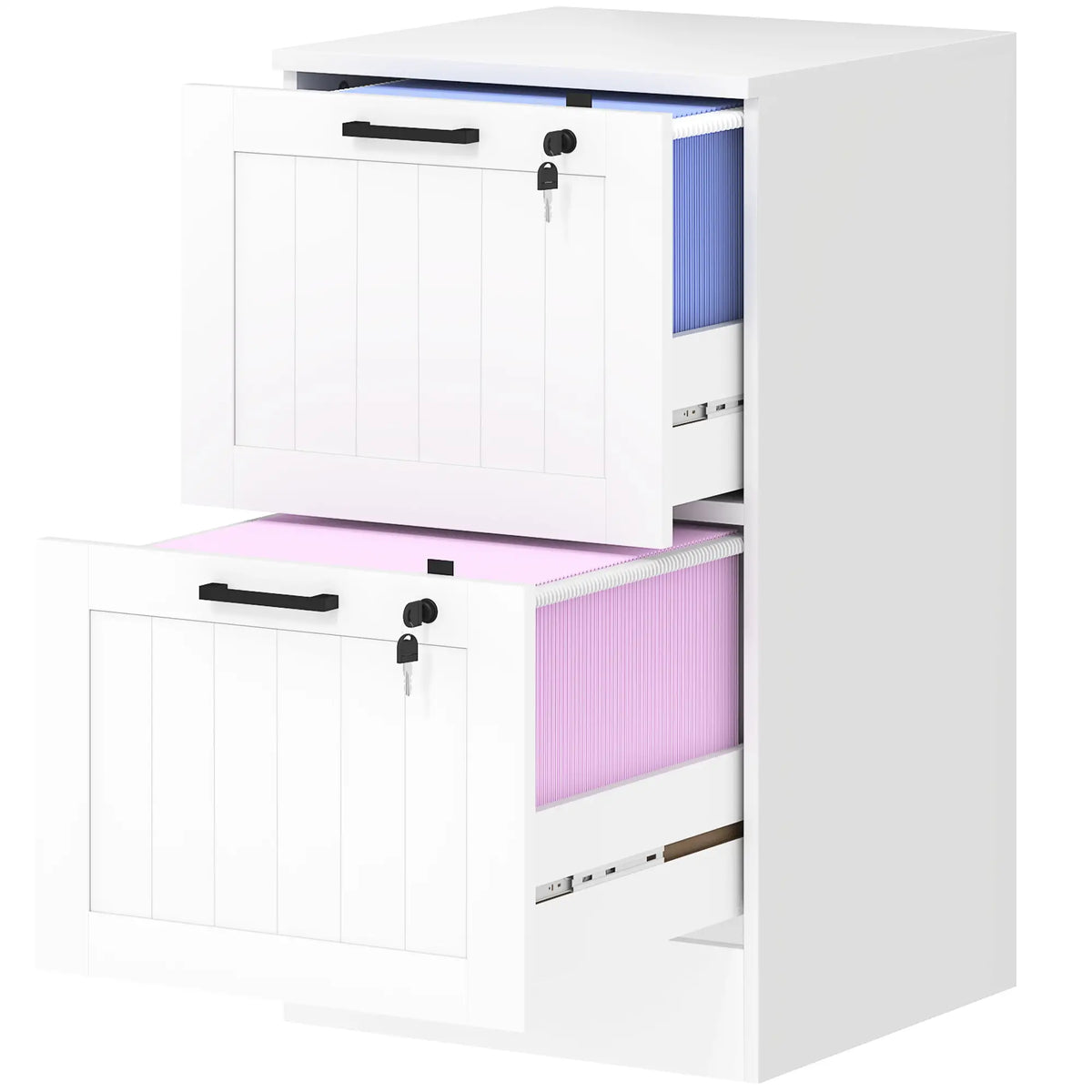2 Drawer Filing Cabinet with Lock, Office Storage, A4 Letter Size, White Office Cabinets & Cupboards White at Gallery Canada