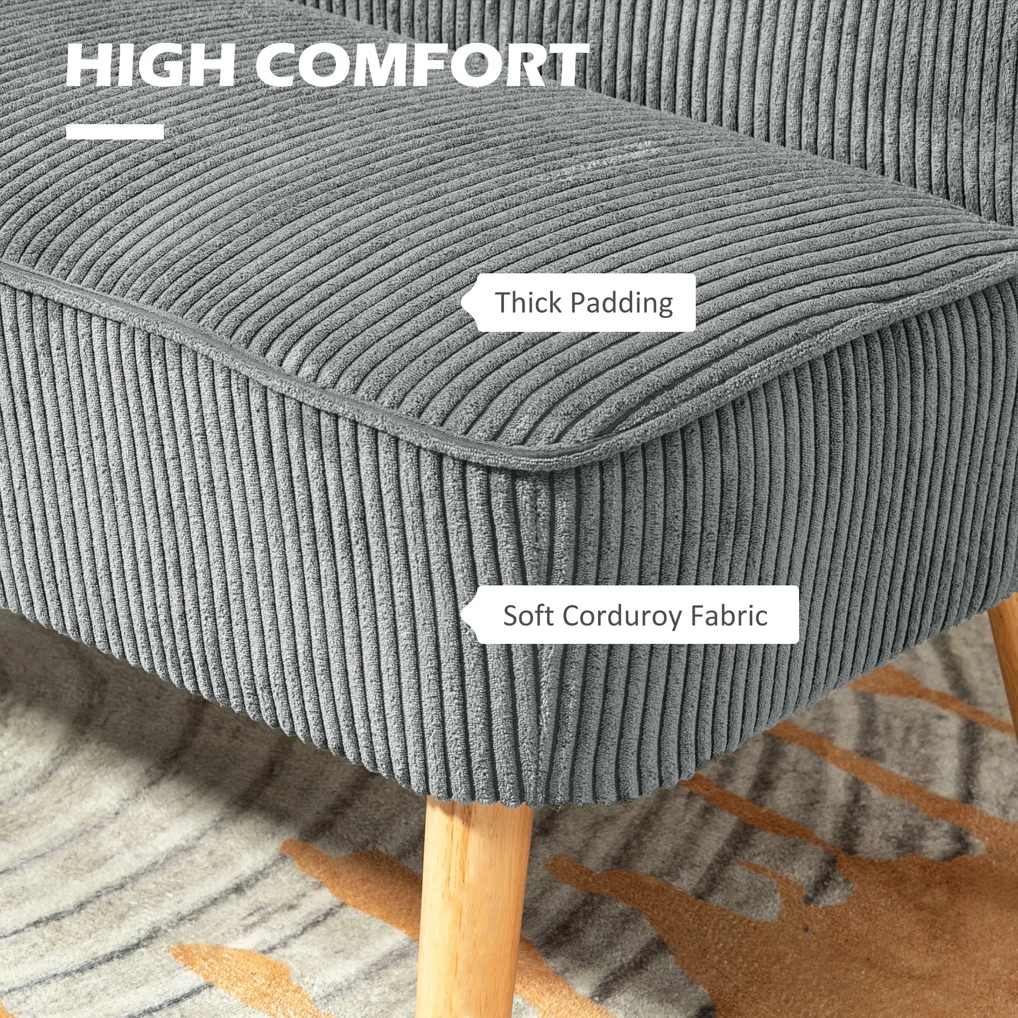Modern 2 Seater Sofa, Upholstered Couch, Rubber Wood Legs, Grey 2-Seater Sofas at Gallery Canada