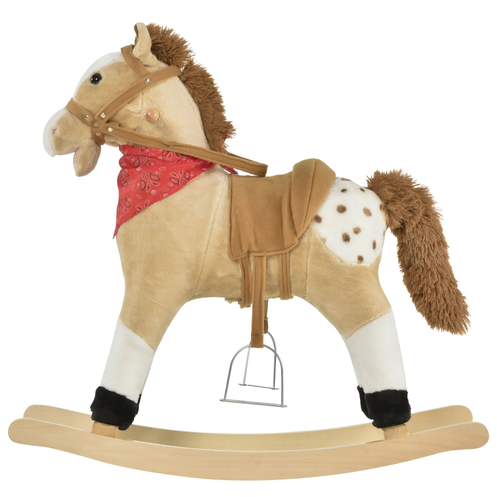 Kids Plush Ride-On Rocking Horse, Realistic Sounds, 3-6 Years, Beige Rocking Horses at Gallery Canada